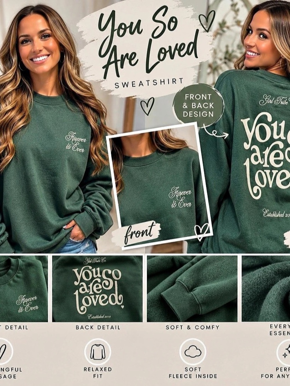 Girl Tribe Co. You Are So Loved Sweatshirt. You Are So Loved Graphic Sweatshirt